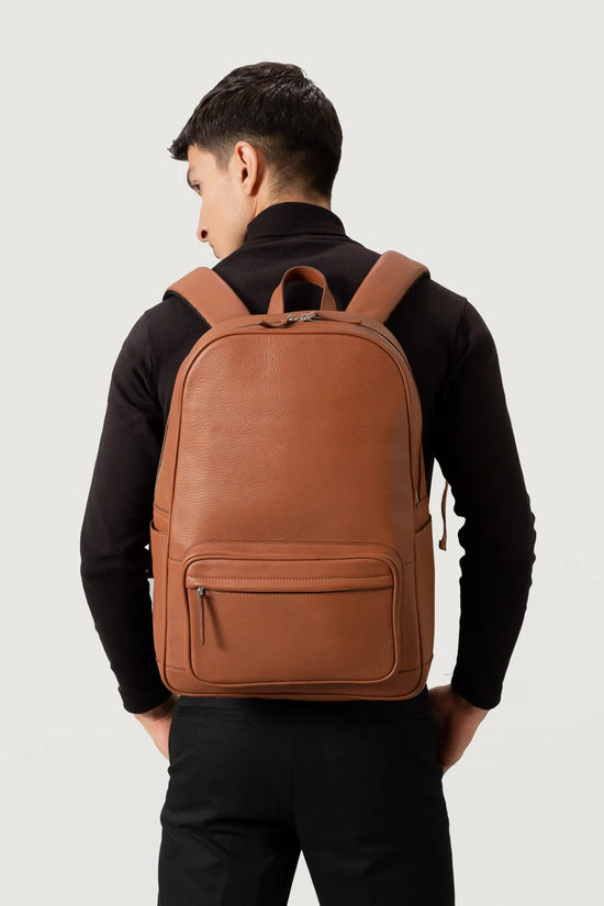 The Philos Brown Leather Backpack