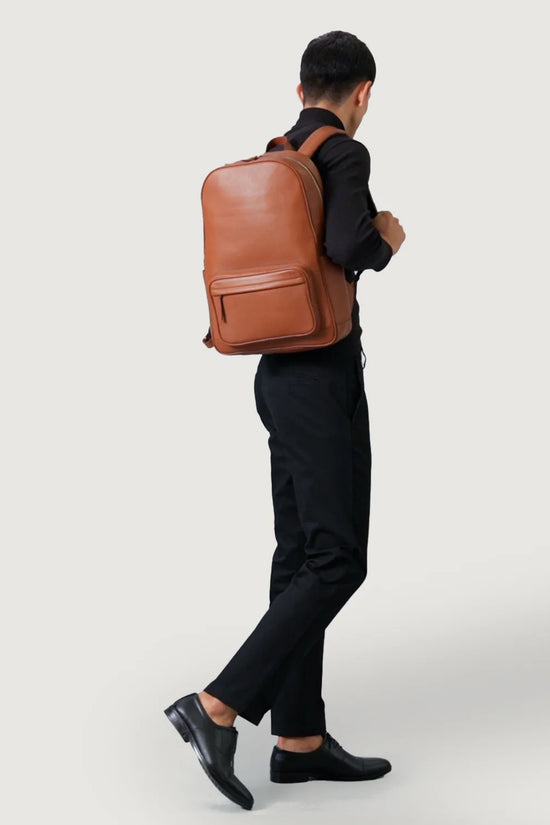 The Philos Brown Leather Backpack