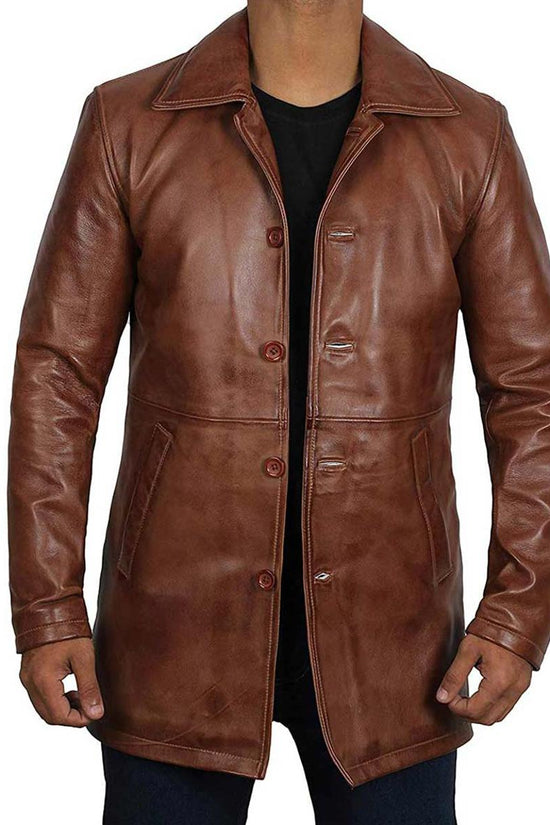 leather long coat