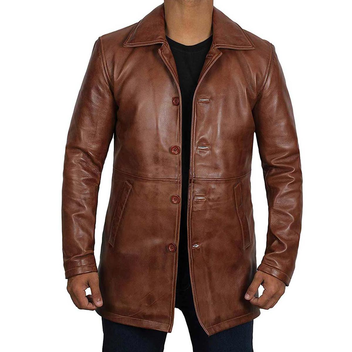 leather long coat