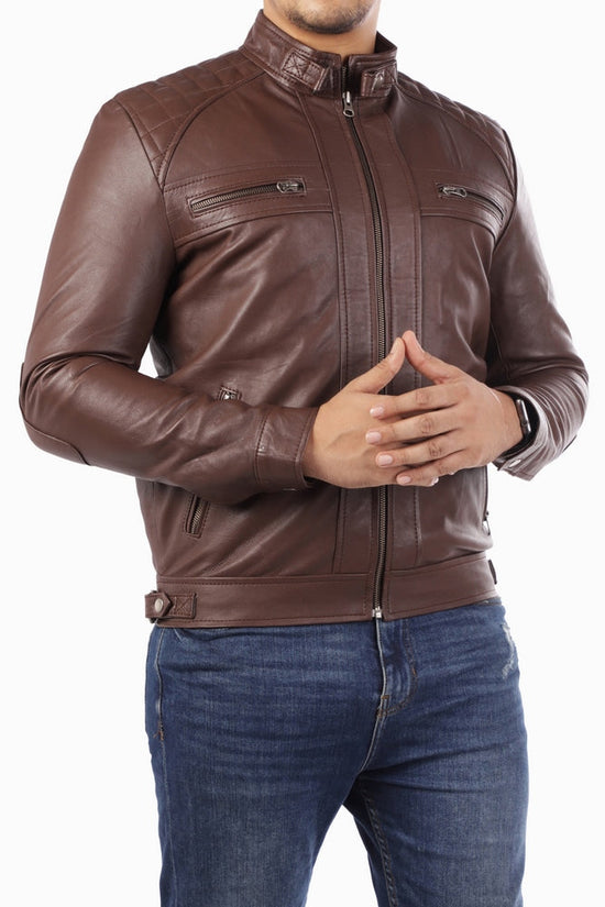 broun Bomber leather's jecket