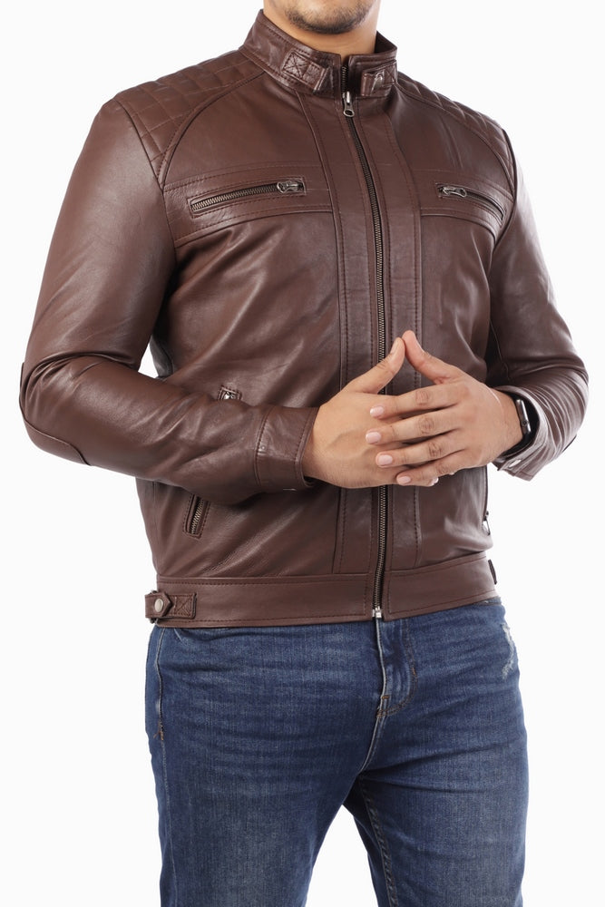broun Bomber leather's jecket