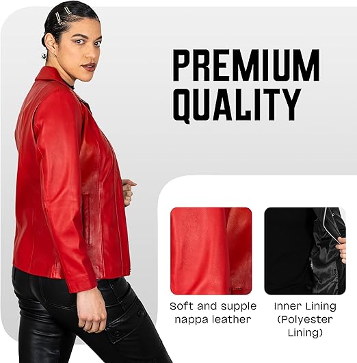 BRICK LANE Timeless Design Leather Jacket for Women | Genuine Lamb Nappa Leather Jacket