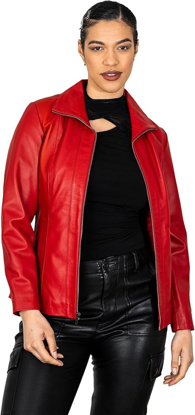 BRICK LANE Timeless Design Leather Jacket for Women | Genuine Lamb Nappa Leather Jacket