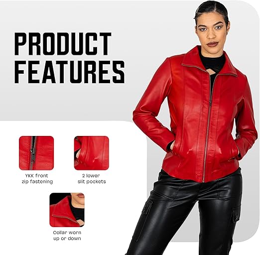 BRICK LANE Timeless Design Leather Jacket for Women | Genuine Lamb Nappa Leather Jacket