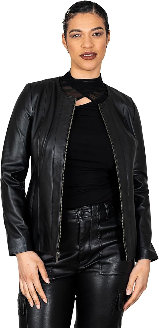 BRICK LANE Timeless Design Leather Jacket for Women | Genuine Lamb Nappa Leather Jacket