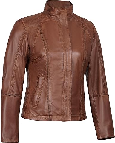 Blingsoul Real Leather Jacket For Women -Women's Cafe Racer Style Leather Jackets