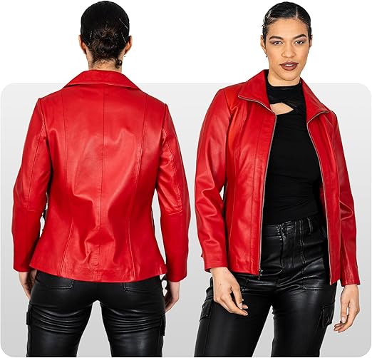 BRICK LANE Timeless Design Leather Jacket for Women | Genuine Lamb Nappa Leather Jacket