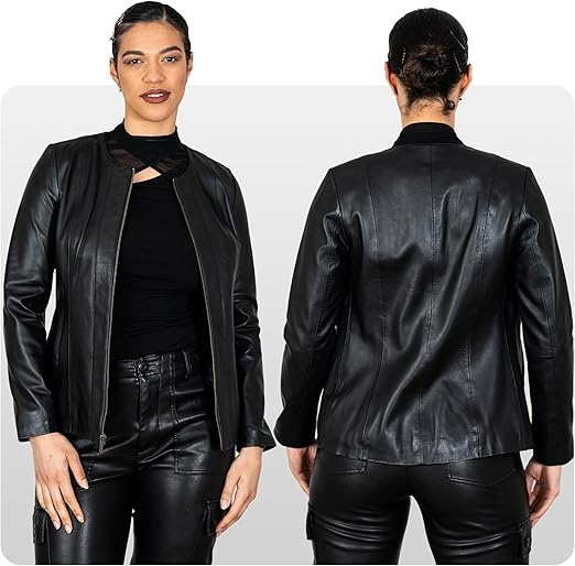 BRICK LANE Timeless Design Leather Jacket for Women | Genuine Lamb Nappa Leather Jacket