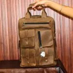 Bagpack in Real Cow Hide – Suede Feel – Black