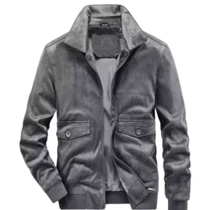 Men Retro  Suede Leather Short Coat Jacket