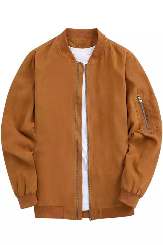 Men Suede Bomber Varsity Flight Casual Jacket