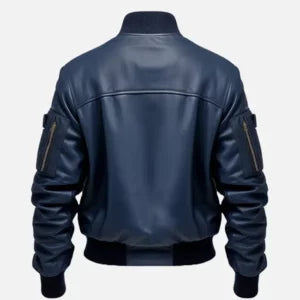 Men’s Blue Flight Bomber Leather Jacket