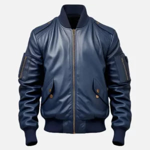 Men’s Blue Flight Bomber Leather Jacket