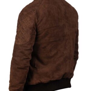 Mens Bomber Brown Suede Leather Jacket