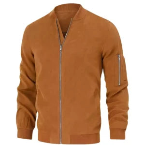 Men Suede Bomber Varsity Flight Casual Jacket