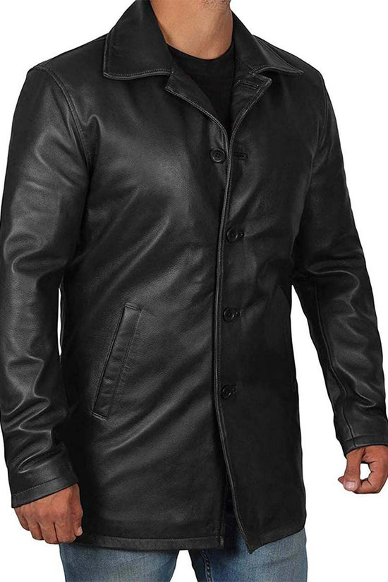 leather long coat