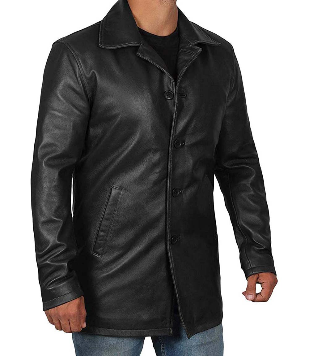 leather long coat