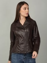 Women Classic Brown Biker Leather Jacket