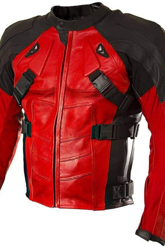 SpazeUp Armored Styles Protective Motorcycle Leather Jackets for Men - Padded Bikers Leather Jacket Men Red Black