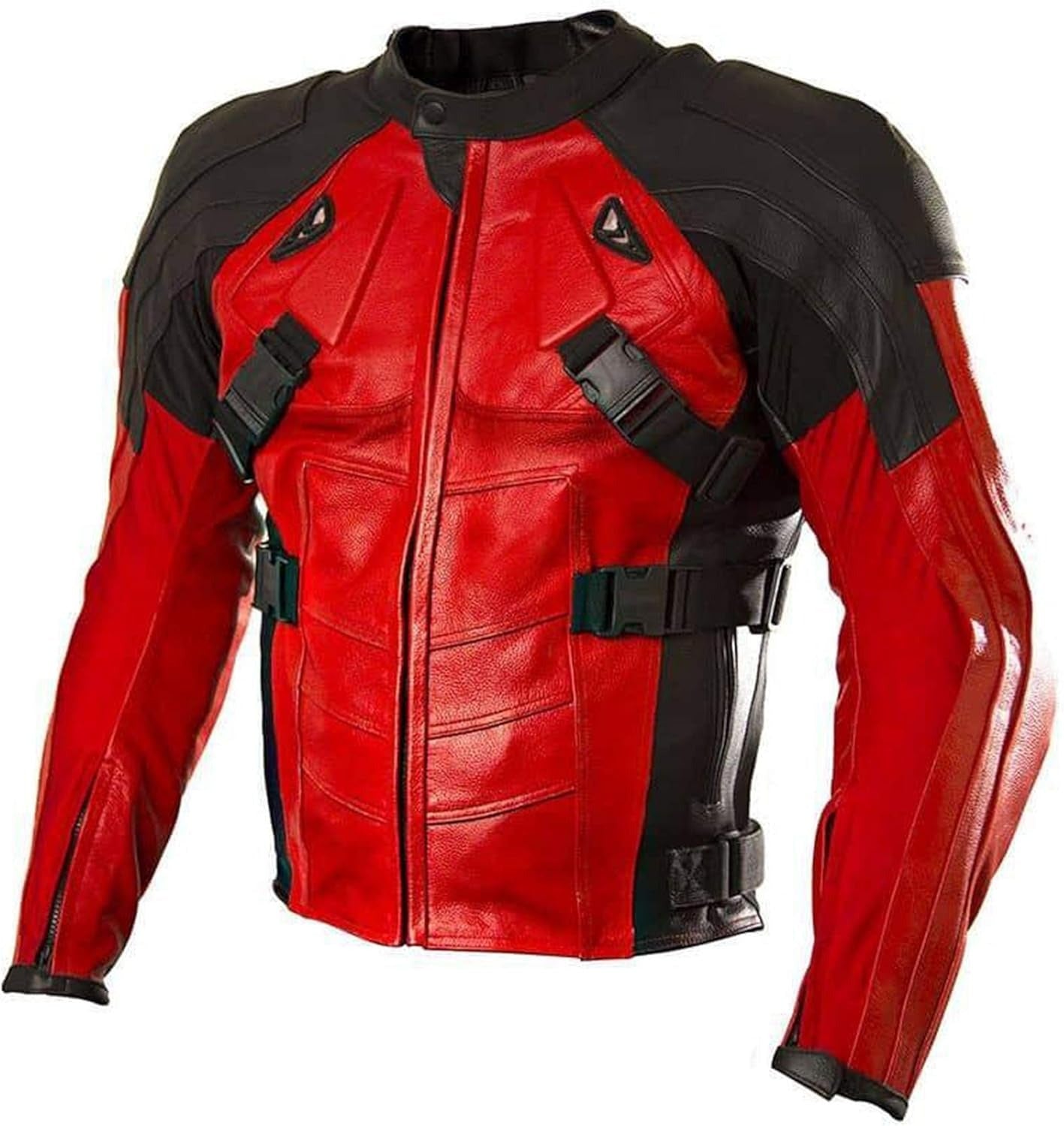 SpazeUp Armored Styles Protective Motorcycle Leather Jackets for Men - Padded Bikers Leather Jacket Men Red Black