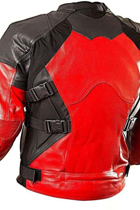 SpazeUp Armored Styles Protective Motorcycle Leather Jackets for Men - Padded Bikers Leather Jacket Men Red Black
