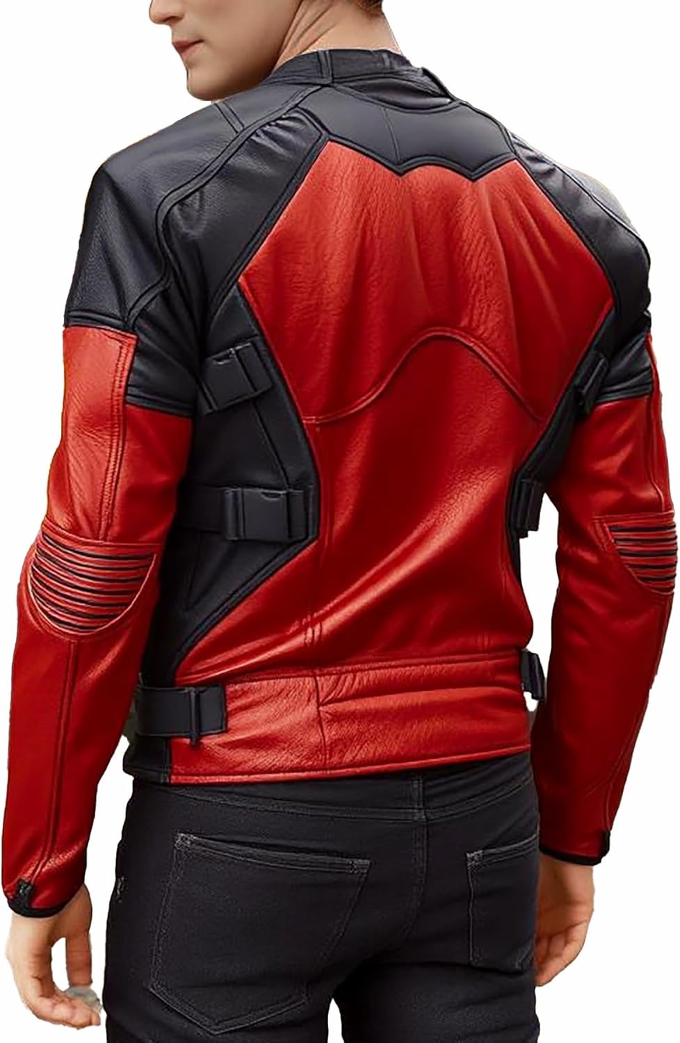 SpazeUp Armored Styles Protective Motorcycle Leather Jackets for Men - Padded Bikers Leather Jacket Men Red Black