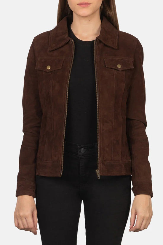 Suzy Mocha Suede Trucker Jacket