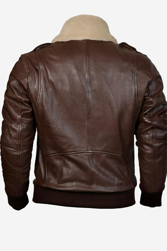 Mens leather jacket Genuine Lambskin Bomber Jacket men Brown with Removable Sherpa Collar– Premium Leather jacket men