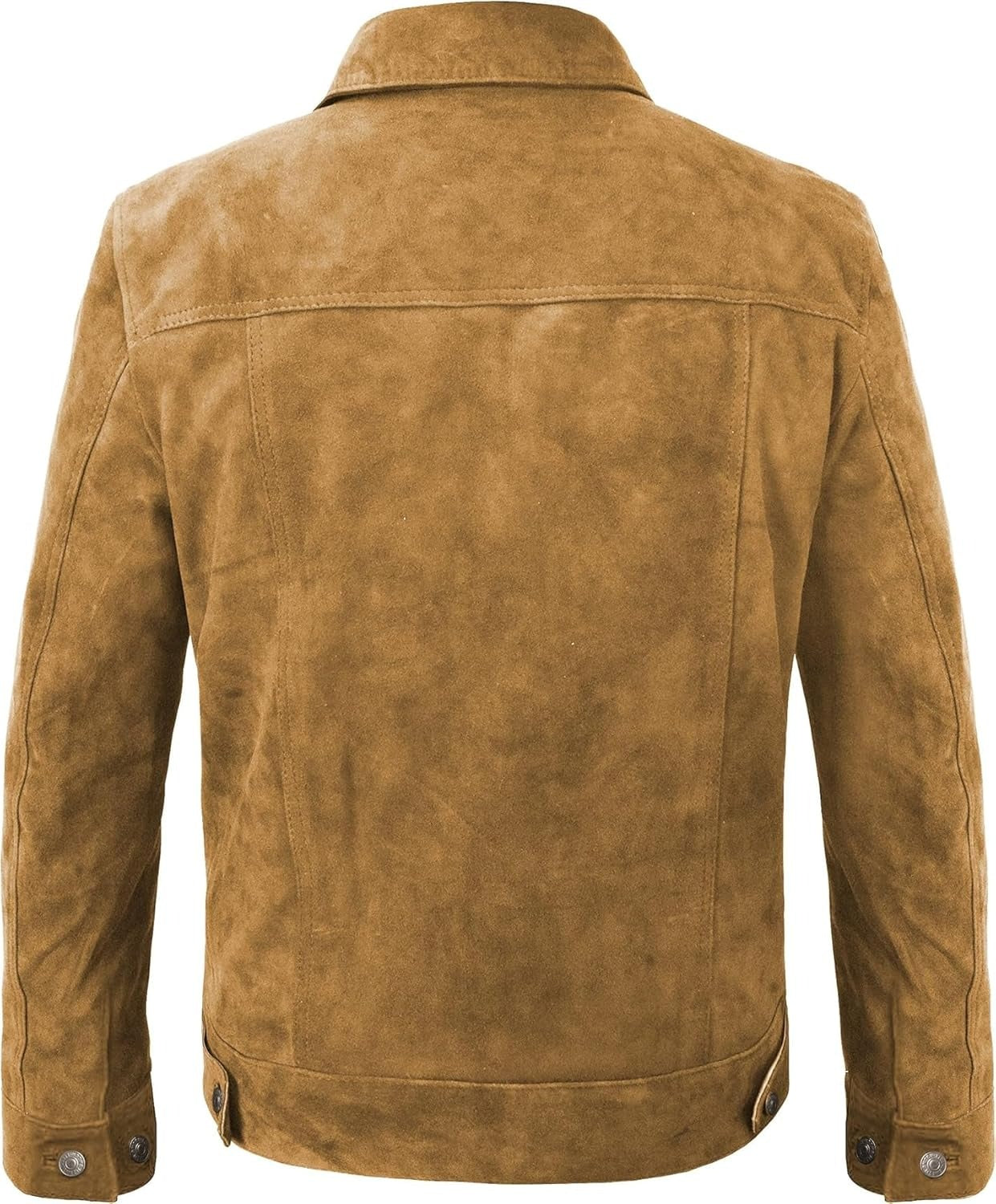 Suede Leather Jacket - Western Style Cowboy Leather Jacket Brown