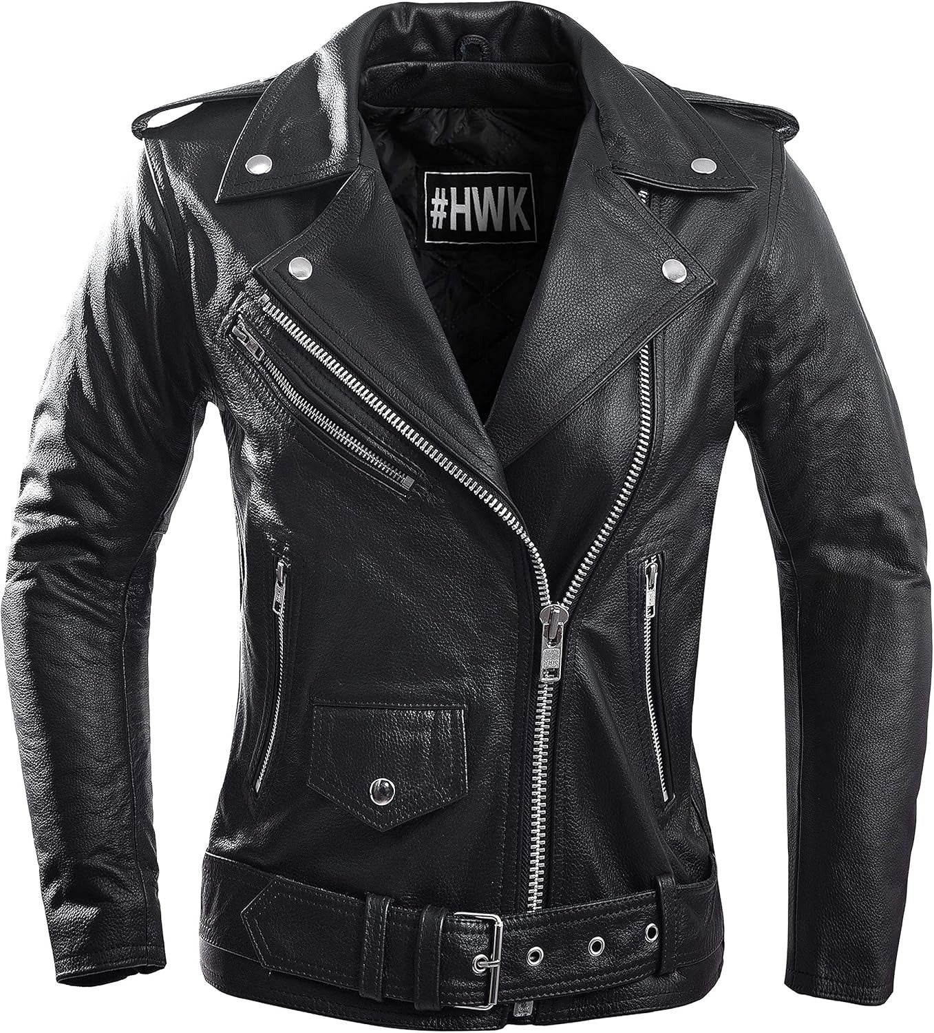 Leather Motorcycle Jacket for Women, Genuine Leather Jacket for Weather & Water Resistant Motorbike Riding