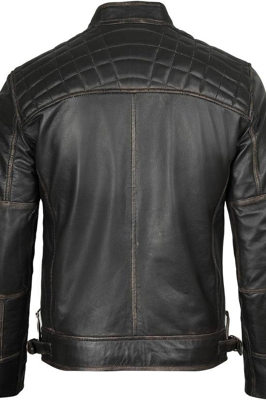 Decrum Leather Jacket Men - Cafe Racer Style Real Lambskin Leather Jackets For Men