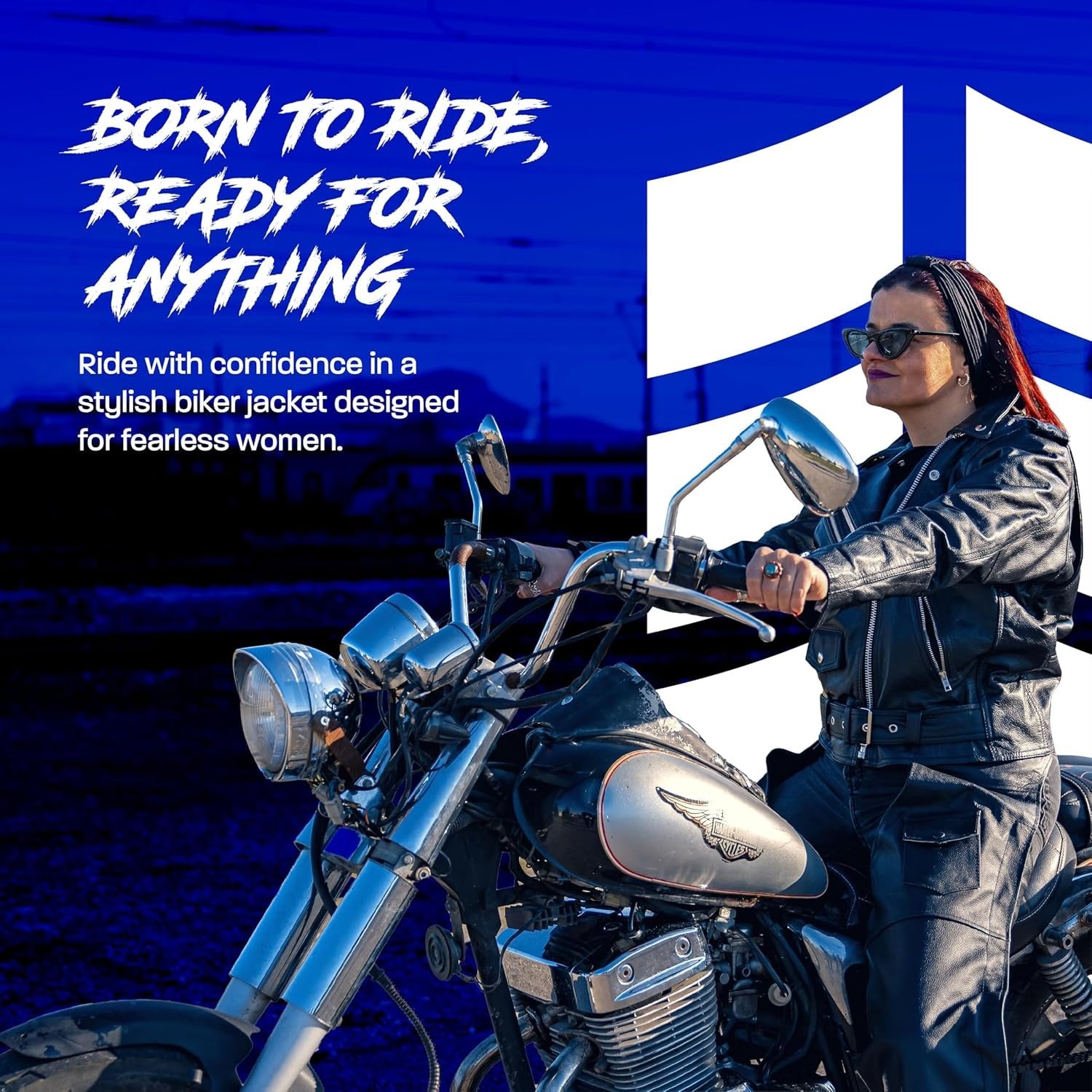 Leather Motorcycle Jacket for Women, Genuine Leather Jacket for Weather & Water Resistant Motorbike Riding