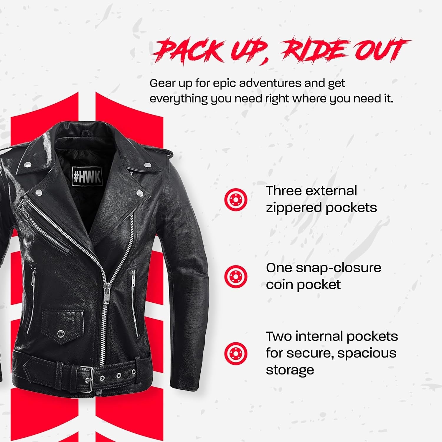Leather Motorcycle Jacket for Women, Genuine Leather Jacket for Weather & Water Resistant Motorbike Riding