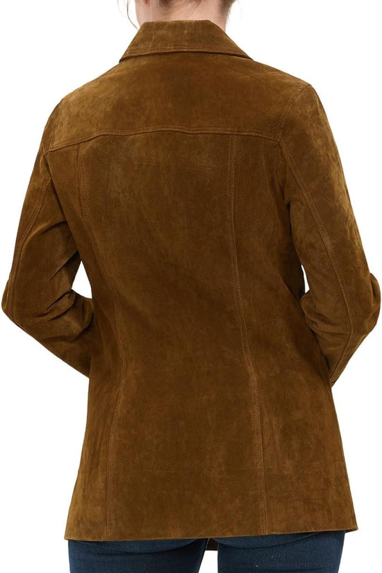 Women Anna Suede Leather Car Coat (Also available in Plus Size & Petite)