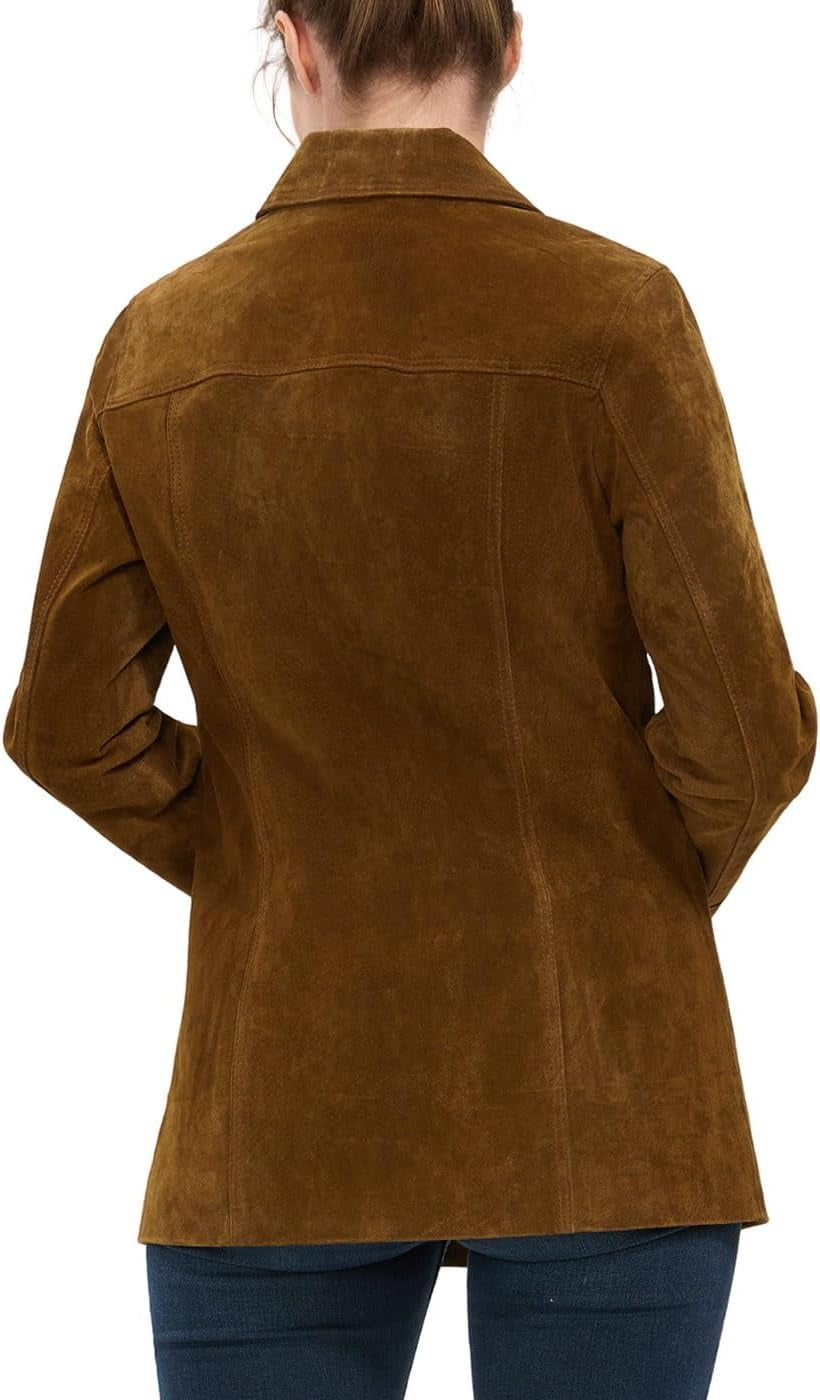 Women Anna Suede Leather Car Coat (Also available in Plus Size & Petite)