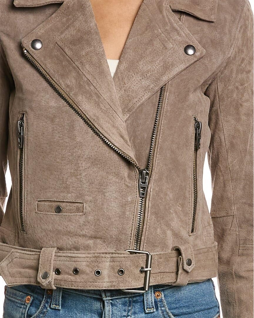 womens Luxury Clothing Cropped Suede Leather Motorcycle Jackets, Comfortable & Stylish Coats