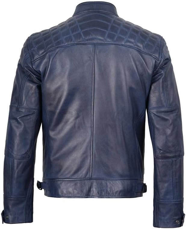 Decrum Leather Jacket Men - Cafe Racer Style Real Lambskin Leather Jackets For Men