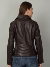 Women Classic Brown Biker Leather Jacket