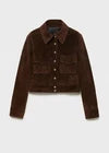 Women's Vintage 100% Real Suede Brown Cropped Leather Jacket